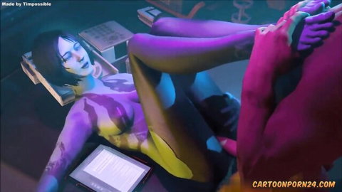 Cartoon Cortana from Halo in explicit animated sex with partner
