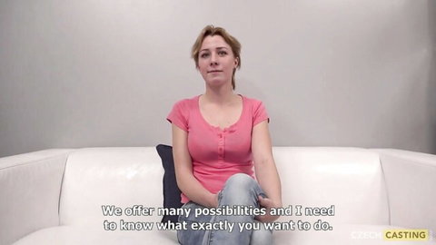 Czech casting siren in pink top teases daring intimate play