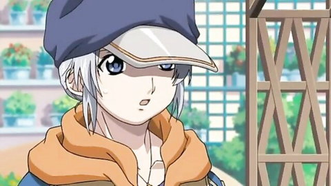 Horny anime teen in cap and hoodie surprises muscled swimmer with handjob seeing his boner