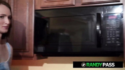 Penny Peacock trans model in kitchen, teasing bareback obedience scene