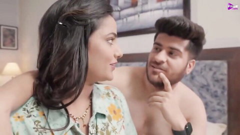 Indian couple in intimate bedroom scene from Mr Teacher Ep1 Hindi web series