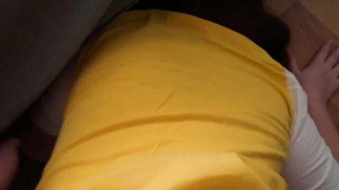 Stuck PAWG step sister in yellow top, ass up from behind, begging for rough pounding