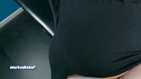 Luli bent over in tight black shorts during steamy massage session