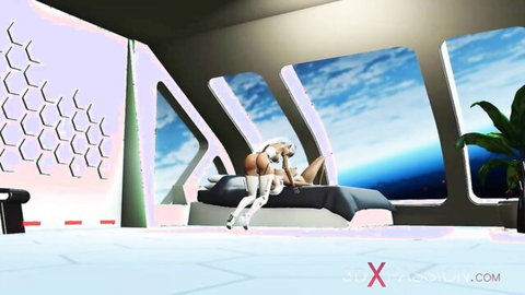 3D animated big ass woman in doggy style anal sex in futuristic setting