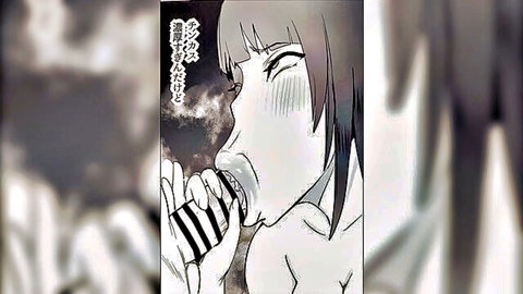 Anime girl with short hair giving intense blowjob in public toilet