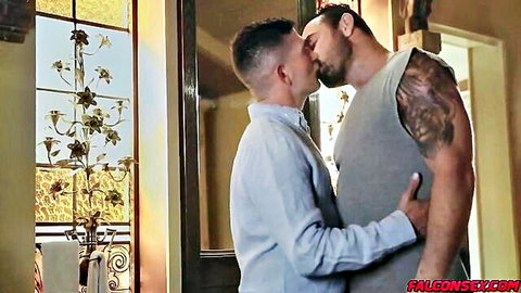 Jessy Ares and Johnny Hazzard passionately kissing in intimate embrace