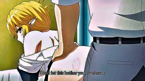Blonde elf hentai girl bent over with big bare ass groped by man from behind