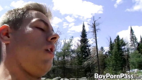 Jake Washington close-up face moaning by swimming pool