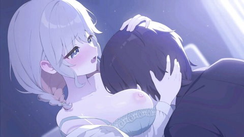 Layla Jenkins from Muv-Luv in lingerie, embracing lover with exposed large breasts
