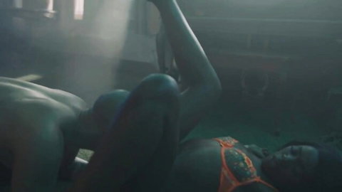 Gabi Paltrova blindfolds and rides boyfriend in orange bikini hardcore sex