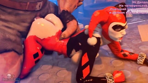 MyLittleJOI as Harley Quinn in explicit anal JOI, bent over with ass play
