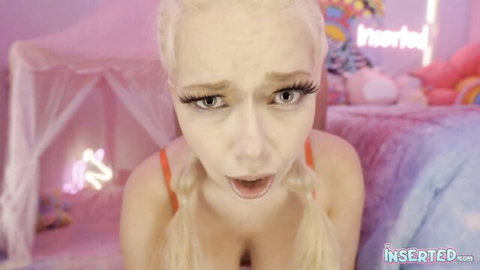 Busty Jessica Starling in POV sex with pigtails and open mouth