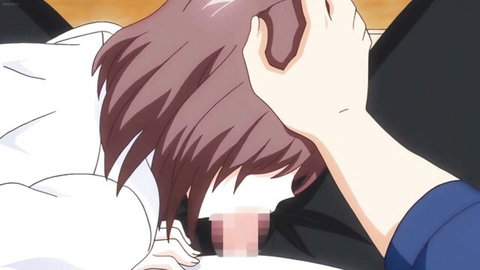 Anime milf with long red hair held by hand in explicit JAV scene