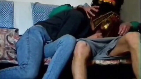 Alissa Bertini and bearded man embracing intimately on bed, amateur couple