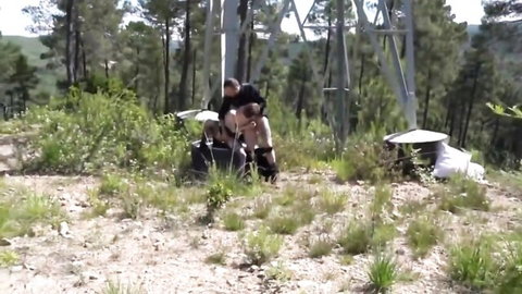 Katya 33yo blonde saleswoman outdoor hardcore anal in Paris forest with group