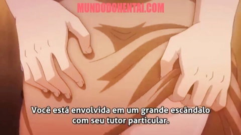 Anime college cutie exposes midriff in tutor scandal for rough sex fantasies