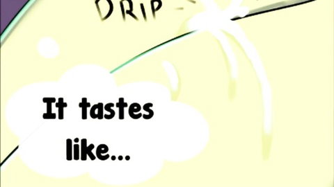Hentai pony with dripping cum, tasting aftermath of dildo insertion