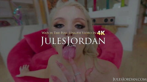Missa Mars blonde stunner sticks out tongue seductively in Jules Jordan 4K video