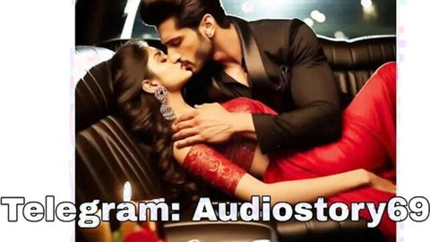 Indian couple in passionate embrace, man kissing woman's neck in red saree