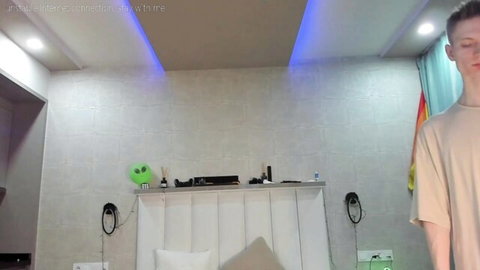 Slim young Caucasian guy in bedroom for gay casting session