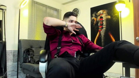 Nicolas Fellener in seductive erotic dance pose, foot fetish cam show