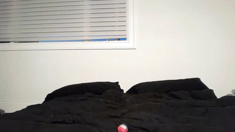 Avaowenss Chaturbate camgirl setup on dark bed with red ball prop