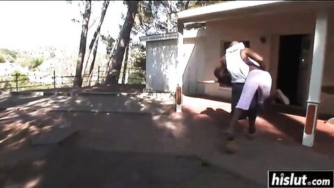 19-year-old horny ebony babe carried over shoulder by BBC stud