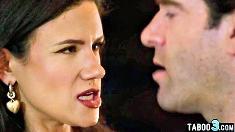 Penny Barber in intense close-up confrontation with husband, taboo married couple tease