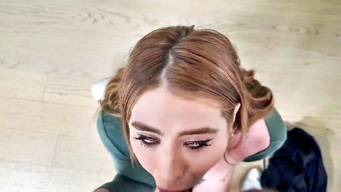 Rosie Rider closeup POV in green top, big tits neighbor tease