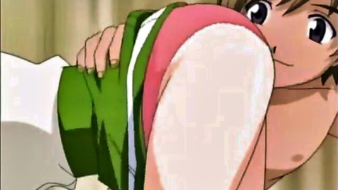 Anime teen schoolgirl in green uniform flashing pink panties, hentai style