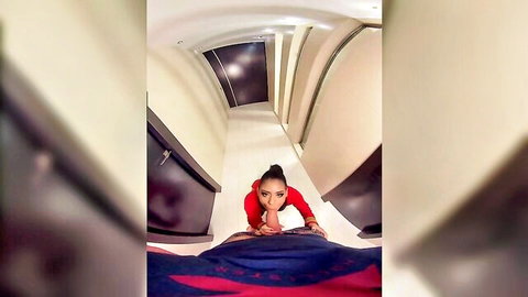 Aysha Uhura hot POV blowjob on knees in red top