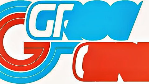 Stylized GROOVN logo in vibrant cyan blue and red colors with retro font design
