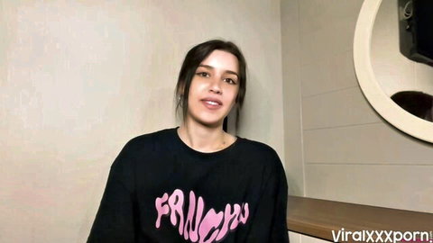 Rosaline Dawn teases with a smile in oversized black sweatshirt before first anal