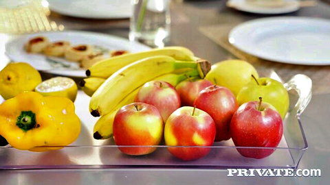 Eva Generosi with fresh fruits in horny teen scene