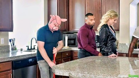 Jaxson Briggs watches blonde wife with BBC in cuckold kitchen scene