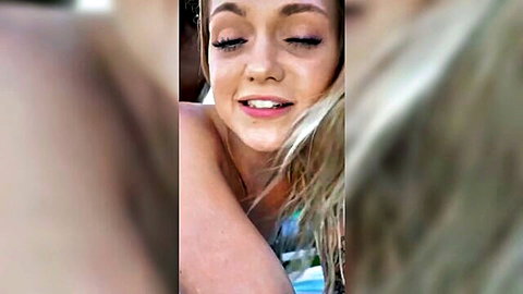 Blonde wife smiling close-up in interracial BBC anal encounter
