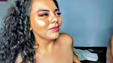 Curvy Latina with curly hair, big jiggly ass in anal scene, facial cumshot