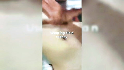 Blurry amateur Asian scene with Rodney in intimate touch