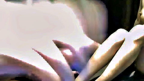 Blurry Japanese amateur in white lingerie spreading legs for intimate act