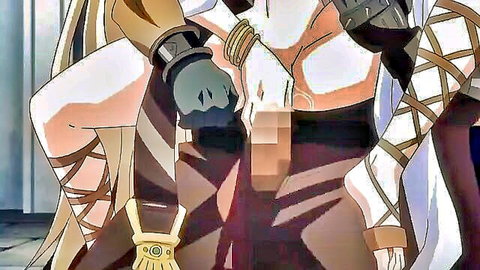 Hentai princess in strappy outfit teased by erect cock in gangbang scene