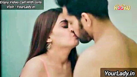 Indian couple in passionate kiss during boss affair scene