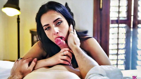 Maria Wars giving intense blowjob in passionate couple scene