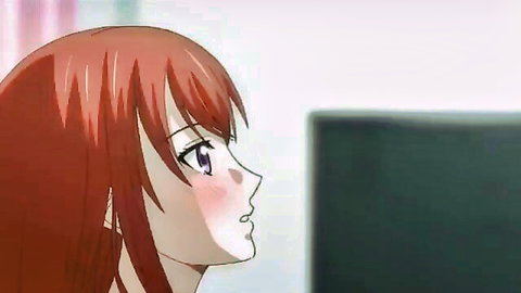 Blushing anime redhead MILF with big tits in nightclub scene