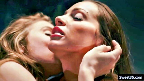 Abigail Mac and Lena Paul in passionate lesbian kiss