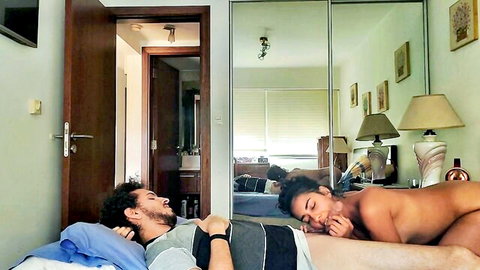 Wild Hope nude with Latin lover, intimate bedroom cuddle after sex