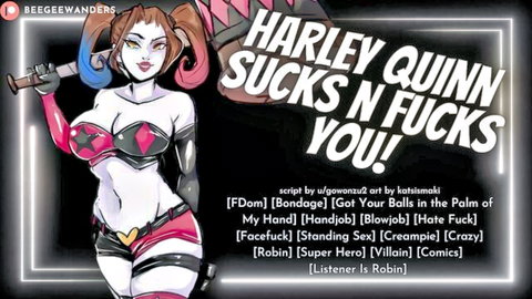 Harley Quinn Fdom cosplay: blowjob, handjob, facefuck roleplay as Robin