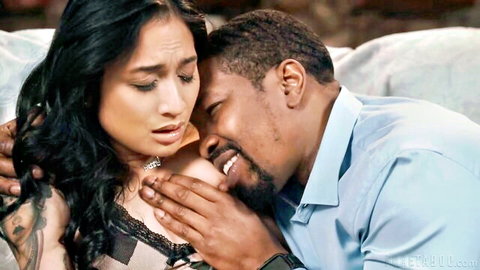 Avery Black in intimate interracial moment with BBC stud, lace top embrace