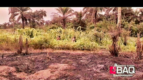 Black Afro princess and maid in lush garden, outdoor teaser for group encounter