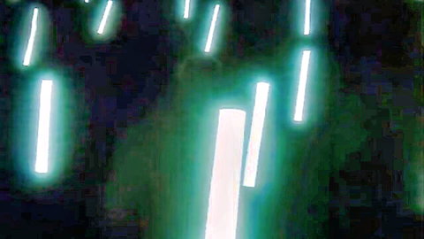Abstract neon lights in dark green scene from Elf ban Kakyuusei anime Ep.4