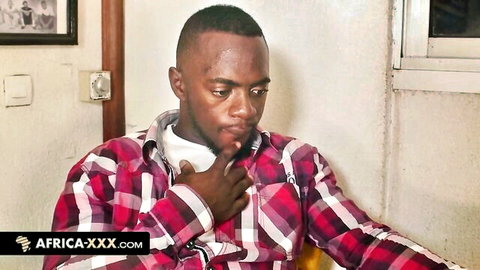 EboBlack's naughty invitation, thoughtful Black man in red plaid shirt